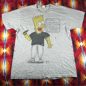 Vintage 90’s Airbrush Bart Simpson T-Shirt Size XL Fruit Of The Loom Gray Nike